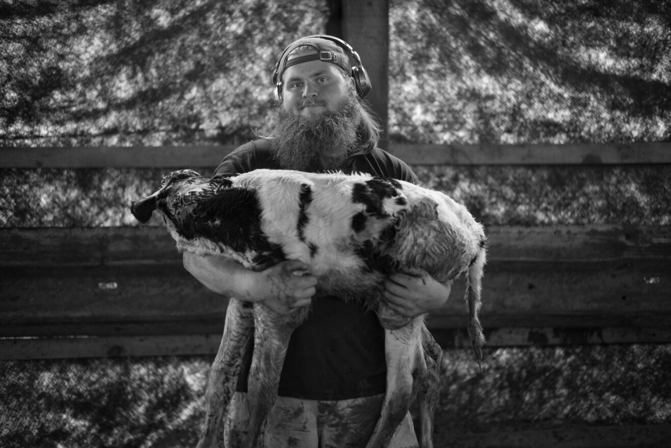 Dairy farmer Abraham Robertson in Contoocook, N.H., is from one of the five families featured on 'The American Farm.' 